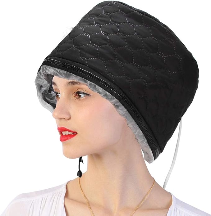 Hair Steamer Heating Cap, Corded Electric Thermal Heated Bonnet for Deep Conditioning,Adjustable Steam Cap with 3 Mode Temperature Control for Hair Home Spa(US Plug)