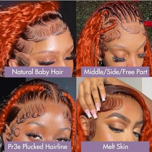 250% Density 34 Inch Deep Wave Lace Front Wigs Human Hair 13x6 2/350 Deep Curly Frontal Wigs Human Hair Glueless HD Lace Front Wigs Drawstring Wig Human Hair Pre Plucked with Baby Hair for Women