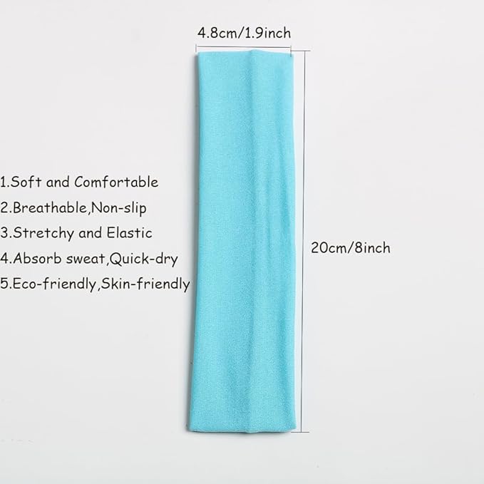 Headbands for Women,12PCS,Soft Stretch Elastic Yoga Sport Headbands