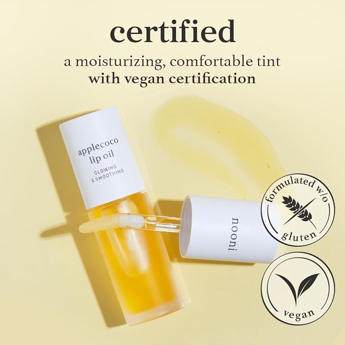 NOONI Korean Lip Oil - Applecoco | Long-Lasting, Moisturizing, Plumping, Revitalizing for Dry Lips, Waterproof, No Peel Off, Hydrating, Stocking Stuffers, Preppy Stuff, 0.12 FL Oz