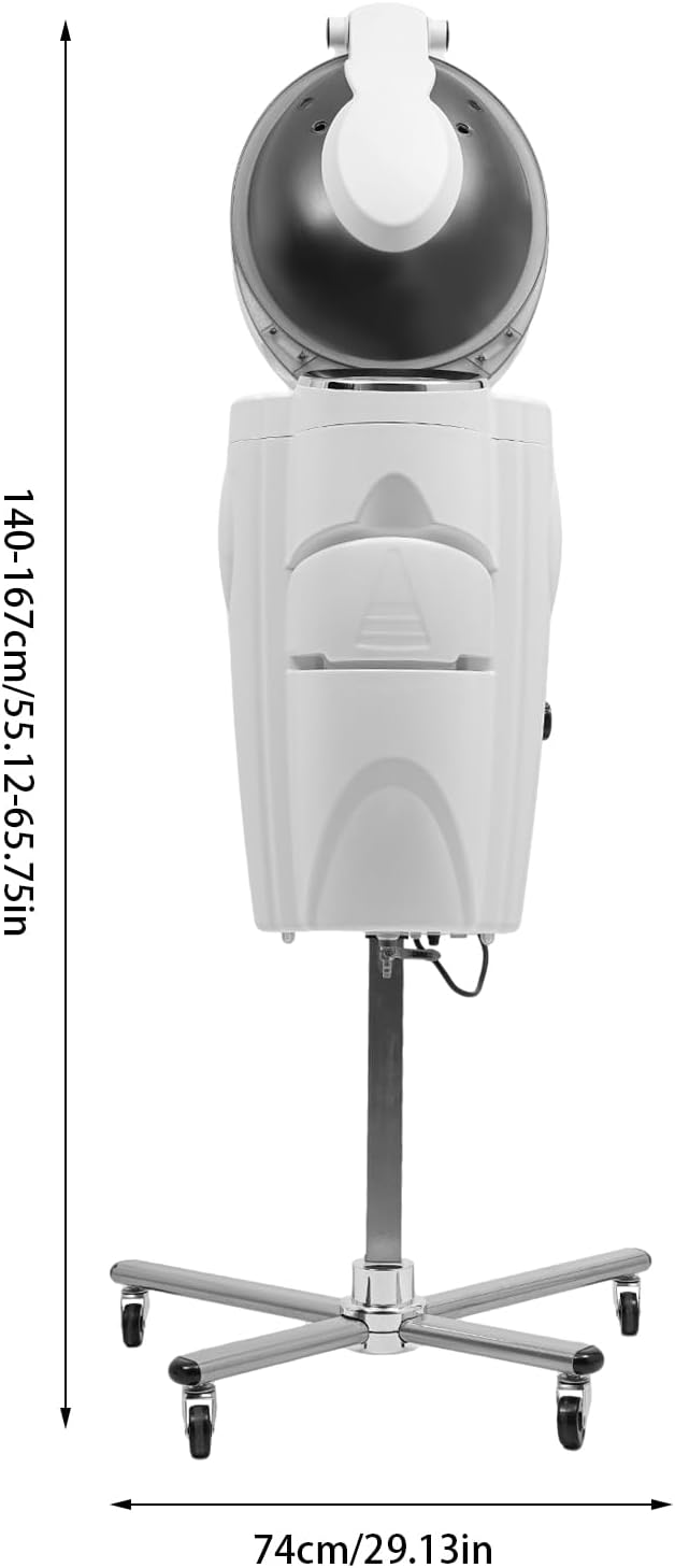 Hair Steamer Professional Hair Salon Steamer with 12 Color Light & Ozone,40-70℃/104-158℉,Hair Steamer with Temperature and Time Adjustment (White)