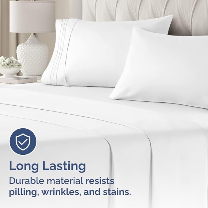 King Pillow Cases Set of 2 - Ultra Soft Hotel Quality Pillowcase Covers - Comfy, Cozy & Wrinkle Free - Shrinkage, Stain and Fade Resistant - Machine Washable Pillow Protectors - 2 Piece Set - White