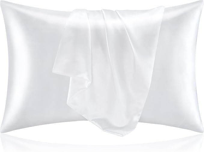 BEDELITE Satin Pillowcase for Hair and Skin, Super Soft and Cooling Similar to Silk Pillow Cases 2 Pack with Envelope Closure, Gift for Women Men(20"x30" Queen Size, White)
