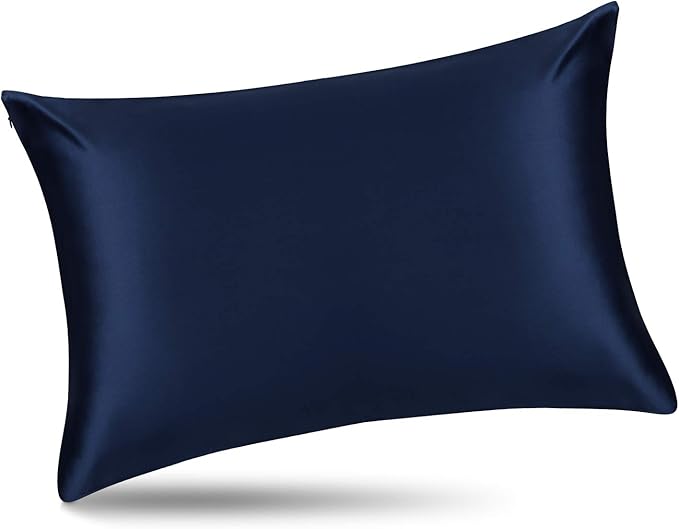 ALASKA BEAR Silk Pillowcase Queen Size Gift Set for Skin and Hair Care Beauty Sleep 100 Percent Organic Mulberry Pillow Slip Case (1pc, Navy)