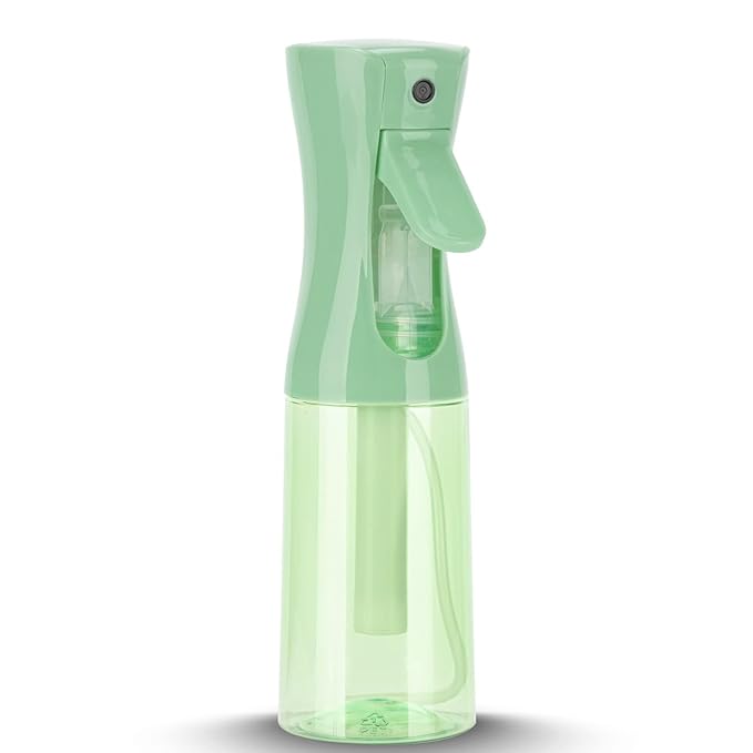 Spray Bottle for Hair (6.8OZ /200ML) Continuous Ultra Fine Mist Sprayer for Hair, Salons, Barber, Plants, Skin Care, Cleaning 1 Pack CLEAR Green