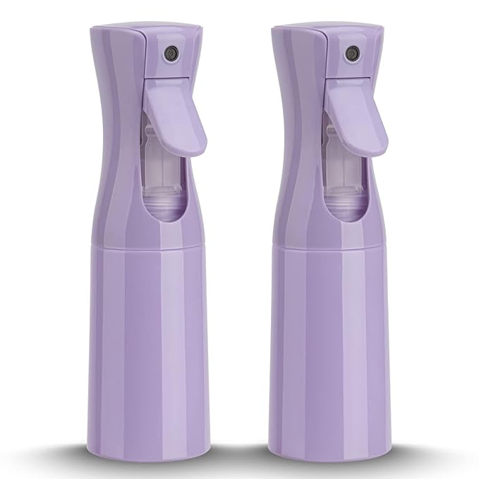 Spray Bottle for Hair (6.8OZ /200ML) Continuous Ultra Fine Mist Sprayer for Hair, Salons, Barber, Plants, Skin Care, Cleaning 2 Pack PURPLE