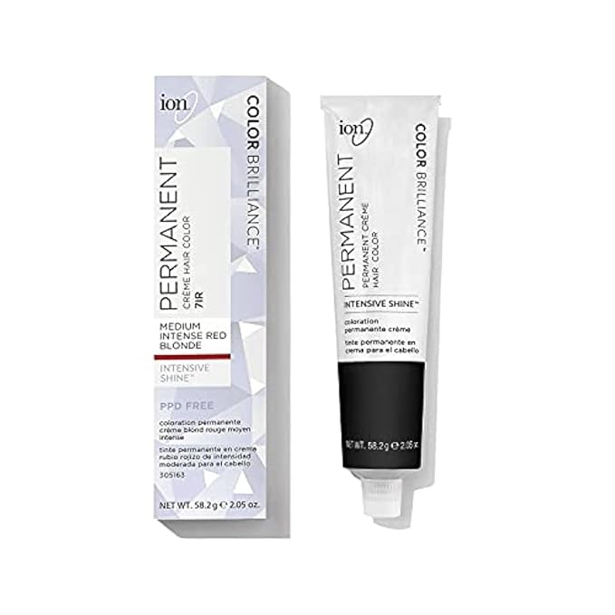 Ion Medium Intense Red Blonde Permanent Creme Hair Color, 7IR, Paraphenylenediamine Free, 100% Gray Coverage, Vegan and Cruelty Free, Nourishing, Long-lasting, Fade-resistant Color