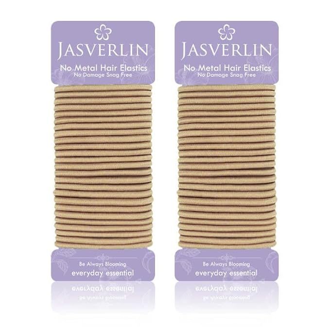 No Metal Hair Ties, Light Blonde, 50 Pieces, Elastic Ponytail Holders, No Pull Braided Hair Tying Bands