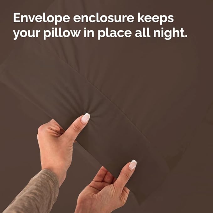 Queen Pillow Cases - 2 Pack - Super Soft Pillowcase Covers - Envelope Enclosure - Hotel Quality Pillow Protectors - Wrinkle Free, Fade, Shrink & Stain Resistant - Machine Washable - 20" x 30" (Brown)