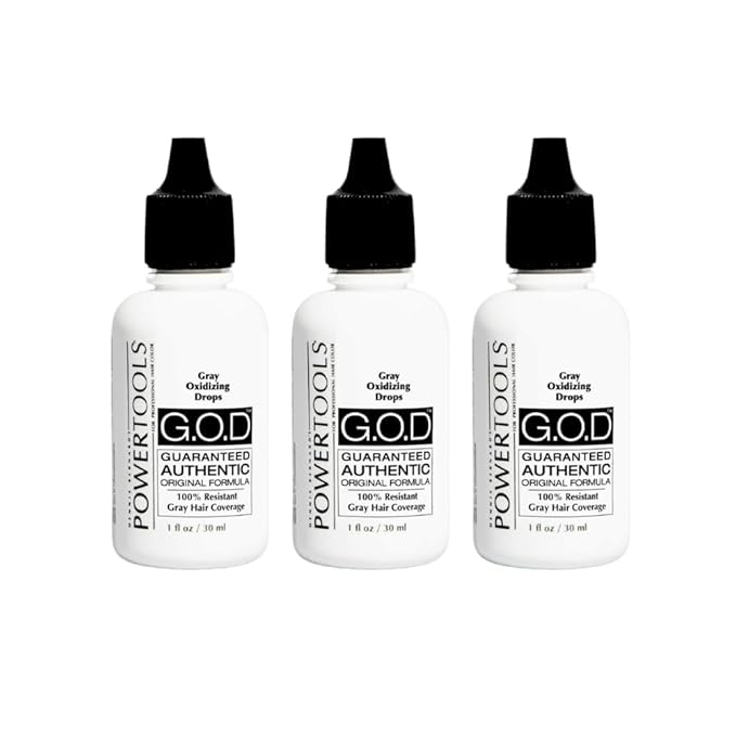 GOD, The Original Gray Oxidizing Drops | Guaranteed Authentic Original Formula l Mix Directly Into Formula For Guaranteed Grey Coverage (1 Fl Oz (Pack of 3))