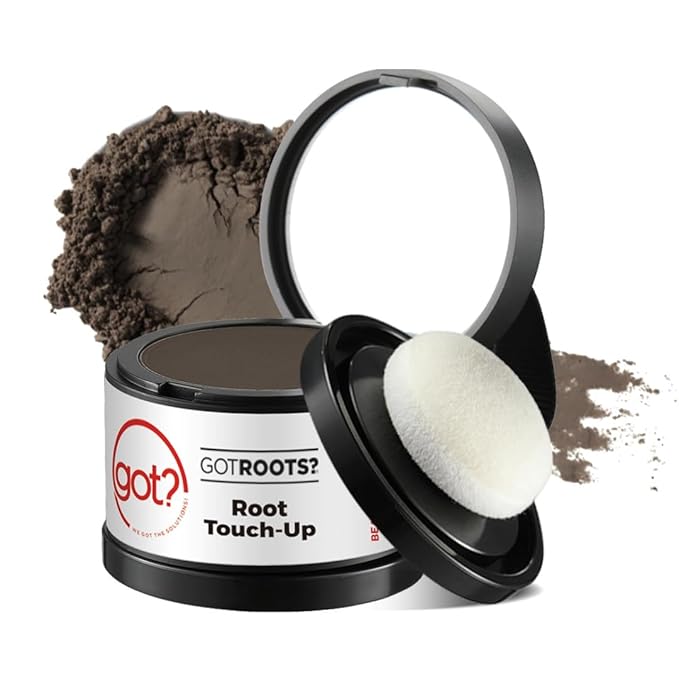 Got? Roots - Root Touch Up Hair Color, Brow, Beard, Hairline & Bald Spot Concealing Powder - Gray Root Coverage for Women & Men - 0.14 OZ Tub (Dark Brown, Pack of 2)