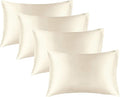 BEDELITE Satin Pillowcase for Hair and Skin, Super Soft Similar to Silk Pillow Cases 4 Pack with Envelope Closure, Cooling Pillowcases for Women Men (20"x26" Standard Size, Beige)
