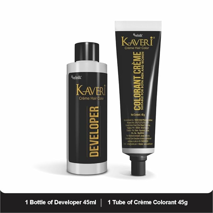 Kaveri Creme Hair Color Permanent Hair Dye Color - With Improved Creme Formula for Gray Coverage Ammonia Free Hair Color Dye for Rich Bright Long lasting (Black, 3.04 Fl Oz) - Pack Of 3