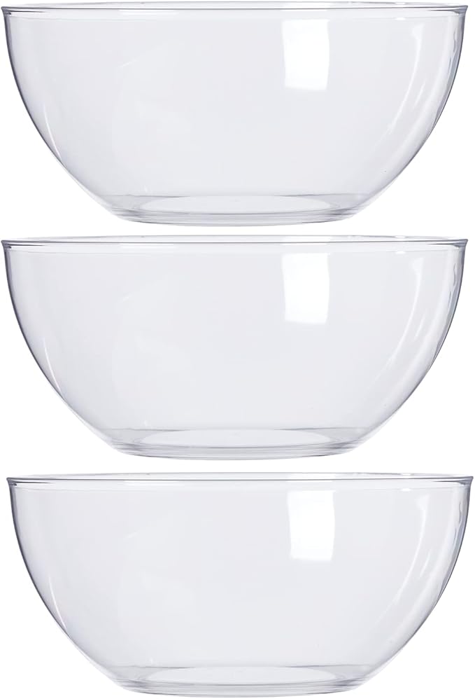 US Acrylic Vista Clear Plastic Salad and Serving 10-inch Bowls | set of 3 | Reusable, BPA-free, Made in the USA | 135 oz. capacity