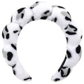 Spa Headbands for Washing Face or Makeup, Sponge Bubble Skincare Headbands, Puffy Terry Cloth Hairband for Women, Skin Care Makeup Headwear Hair Accessories for Girls(Leopard White)