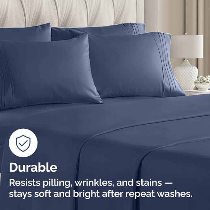 King Pillow Cases Set of 6 - Ultra Soft Hotel Quality Pillowcase Covers - Comfy. Cozy & Wrinkle Free - Shrink, Stain and Fade Resistant - Machine Washable Pillow Protectors - 6 Piece Set - Navy Blue
