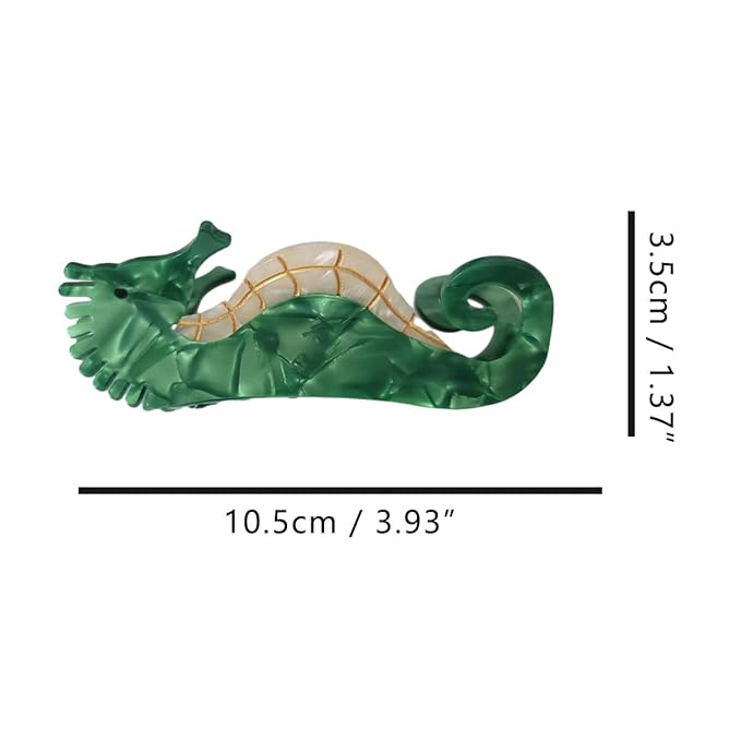 Green Hippocampus Claw Clip,Acetate Hair Clips,Small Claw Clips for Women