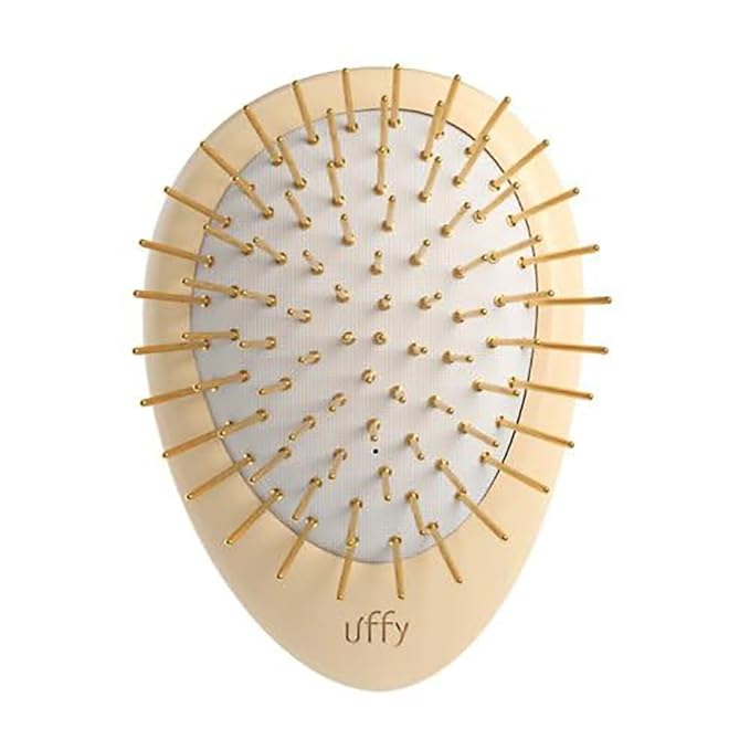 Uffy Acubrusher – 24K Gold-Plated Gua Sha Hair Brush | Ergonomic Scalp Massager for Dandruff & Hair Growth | For All Hair Types | Ideal Gift Choice in Sunshine Yellow