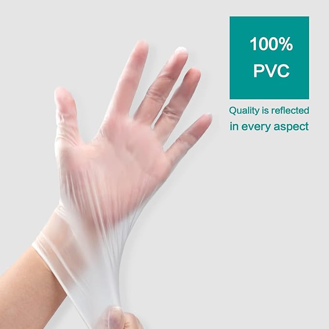 Clear Vinyl Food Safe Disposable Gloves Latex Free Powder Free for Food Prep Handling Cooking Cleaning