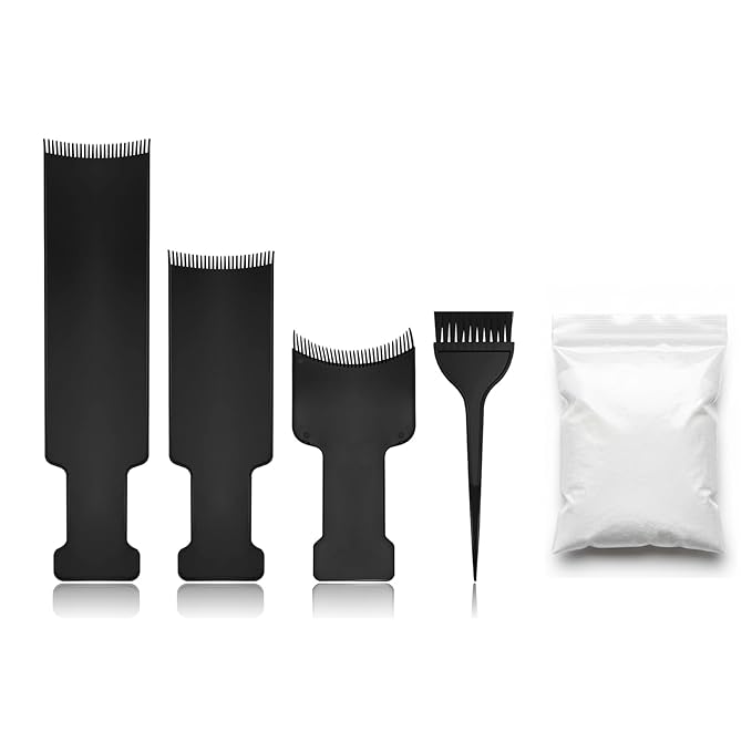 8 PCS Hair Highlighting Kit, Balayage Boards with Teeth and Hair Dye Brush, Hair Bleach & Color Tools Set with Gloves, Ear Covers, Cape, and Shawl, Professional Highlight Kit for Salon