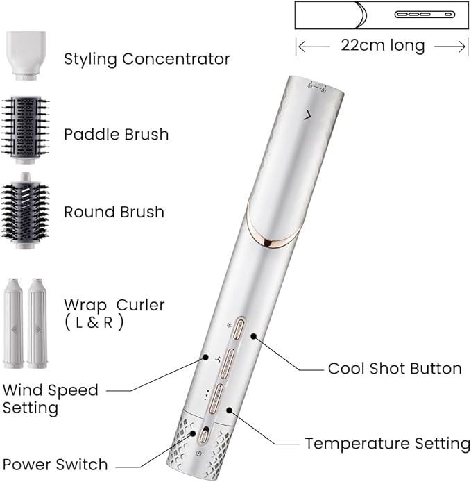 GLAMUP 5-in-1 Flexible Styler Multi Hair Styler - Advanced High-Speed Hair Dryer, Magic Styler with Tight Grip, for Travel, Fast Drying, No Heat Damage, Gift Set