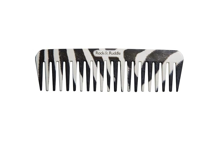 Rock & Ruddle Wide Tooth Comb. Perfect for Detangling Wet Hair and Applying Hair Color. Zebra Fur Design