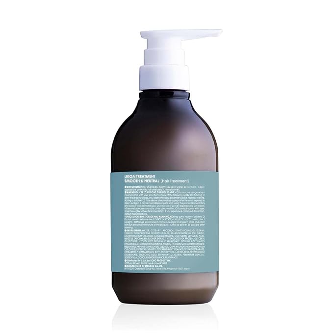 LIKOA, Smooth and Neutral Treatment, Vegan, Halal, Lightweight Moisture for Fine, Dry, or Tangle-Prone Hair, Botanical Hair Care, White Floral Scent, Made in Japan, 500g, 17.64oz