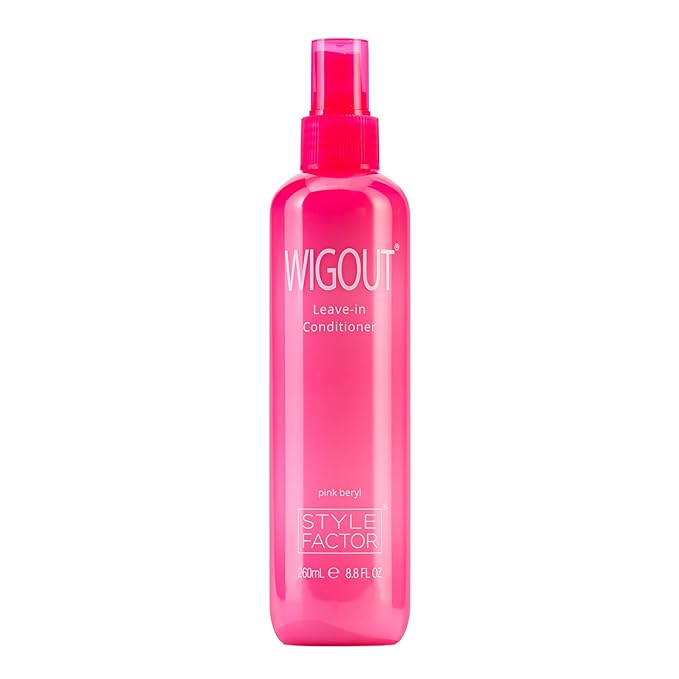 Style Factor WIGOUT Leave-In Conditioner Spray – Lightweight Hydrating & Conditioning Mist Controls Frizz, Adds Shine & Softness For Dry Damaged Hair No-Rinse Formula for All Hair Types - Pink Beryl
