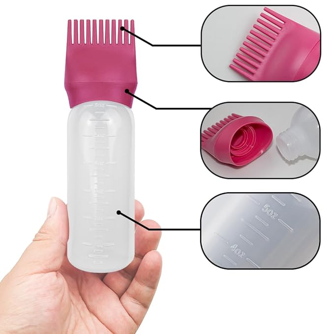 4 PCS Root Comb Applicator Bottle,Hair Oiling Applicator,Hair Oil Applicator Bottle for Hair Dye Shampoos Hair Salons.6oz (Red+Green)