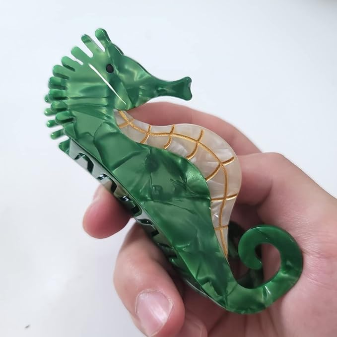 Green Hippocampus Claw Clip,Acetate Hair Clips,Small Claw Clips for Women