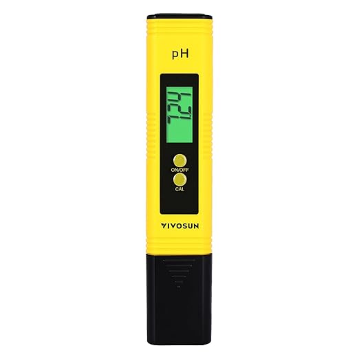 VIVOSUN Digital pH Meter, 0.01pH High Accuracy Pen Type pH Tester for Hydroponics, Household Drinking, Pool and Aquarium, Yellow, UL Certified