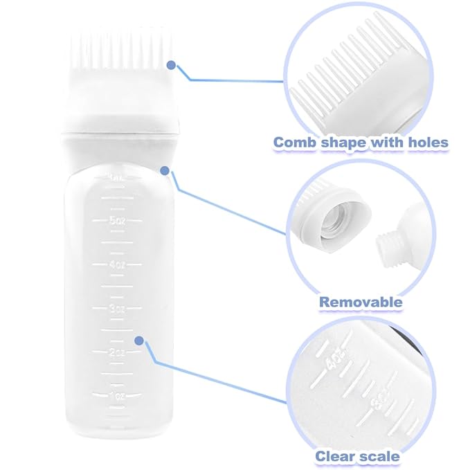 ELANE Hair Oiler Comb Bottle,4 Pack Root Comb Applicator Bottle for Hair Oil Scalp Hair Oiling Applicator（pink+purple+white+black）