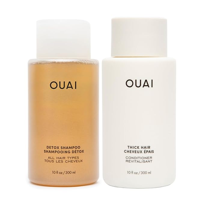 OUAI Detox Shampoo & Thick Hair Conditioner Bundle - Clarifying Shampoo for Build Up, Dirt, Oil, Product and Hard Water & Moisturizing Conditioner for Thick Hair (2 Count)