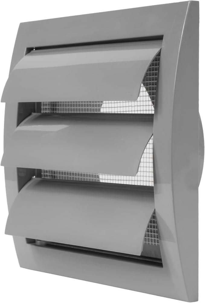 Repa Market 4 Inch Gray Dryer Vent Hood/Duct Cover for Walls or Ducting/ABS Plastic Grille with Flaps & Insect Screen/Exhaust and Dryer Vent Covers for Indoor & Outdoor Use