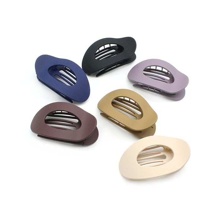 Flat Hair Clips for Women - 6Pack Matte Lay Flat Claw Clips, Non-Slip Strong Hold Duckbill Clips for Thick/Thin Hair, Neutral Color Hair Accessories for Daily Styling