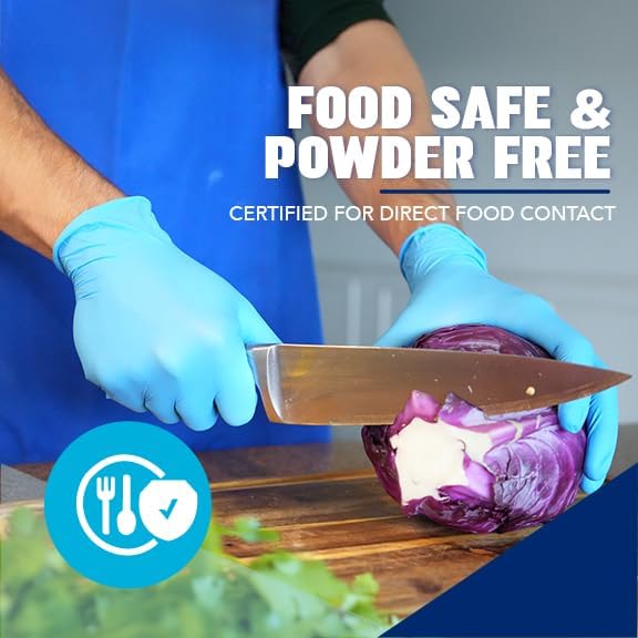 Nitrile Gloves, Blue, Small, Disposable, Latex-Free, Powder-Free, 100 Count