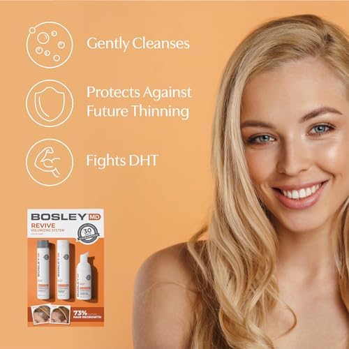 BosleyMD BosRevive Color-Safe Hair Care Kit for Thinning Hair, Starter Size (30 Days) – Shampoo, Conditioner & Thickening Treatment with Biotin, Panthenol & Botanical Extracts