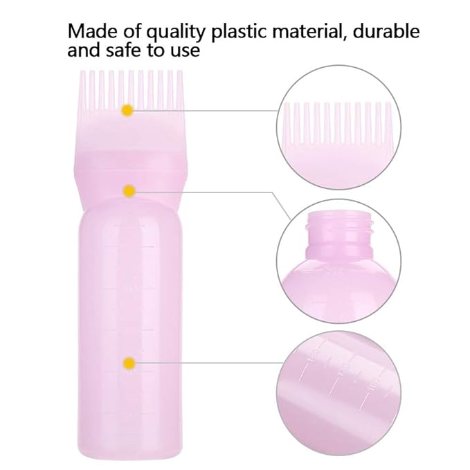 Yinhing Hair Dyeing Bottle, Hair Color Applicator Bottle, 3 Colors Hair Dyeing Bottle Brush Shampoo Hair Color Oil Comb Applicator Tool for Salon Home Supplies ()