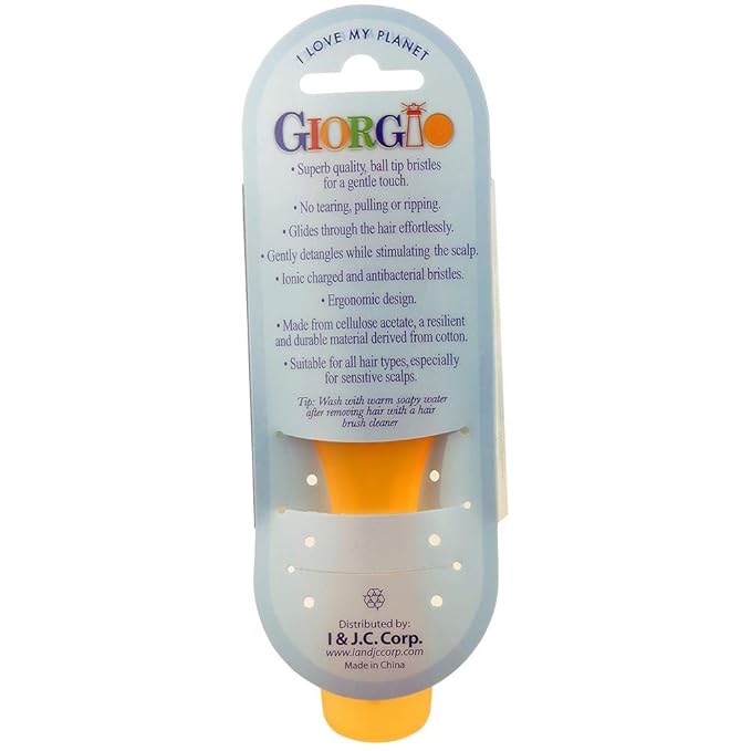 Giorgio GIO1 Gentle Hair Brush Dresser Size. Wet & Dry Pro Hair Brush Detangler. Soft for Sensitive Scalp. Good For Men Women & Kids All hair lengths. Durable and Anti-Static. (Set, Orange)