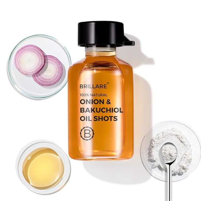 Nova Bloom Brillares Onion & Bakuchiol Hair Oil Shots | Nourishing Scalp Treatment for Stronger Hair | Helps Reduce Hair Breakage & Improve Texture | Lightweight, Non-Greasy Formula | For Men & Women