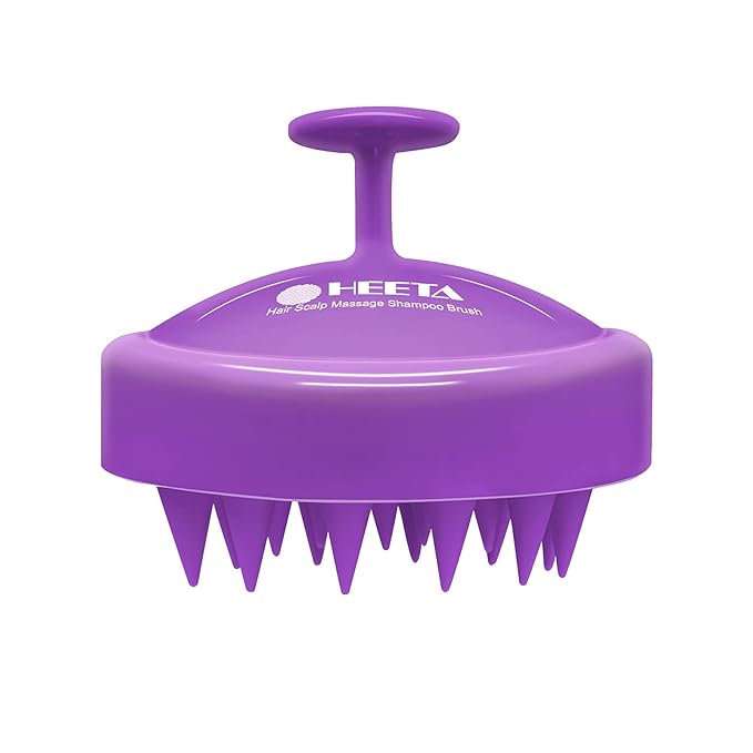 HEETA Scalp Massager Hair Growth, Soft Silicone Scalp Scrubber Shampoo Brush for Exfoliation, Dandruff Removal Head Massage Stress Relax, Wet & Dry Use for Thick Thin Curly Hair Care, Purple