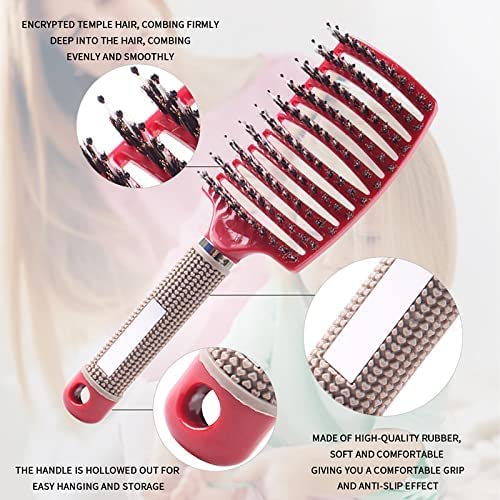 Magical Ultra Detangling Brush for Wet or Dry Hair, Detangler Brush, Fast Drying Styling Massage Hairbrush for Men, Women and Kids (Red+Blue)