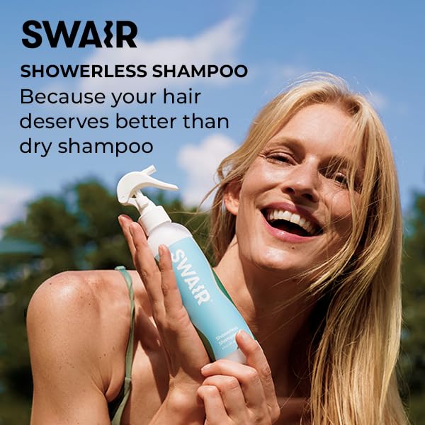 SWAIR Showerless Shampoo Travel Size - Rinse Free - Clean Ingredients - Perfect for Gym Bag or Carry-On (2 Pack)