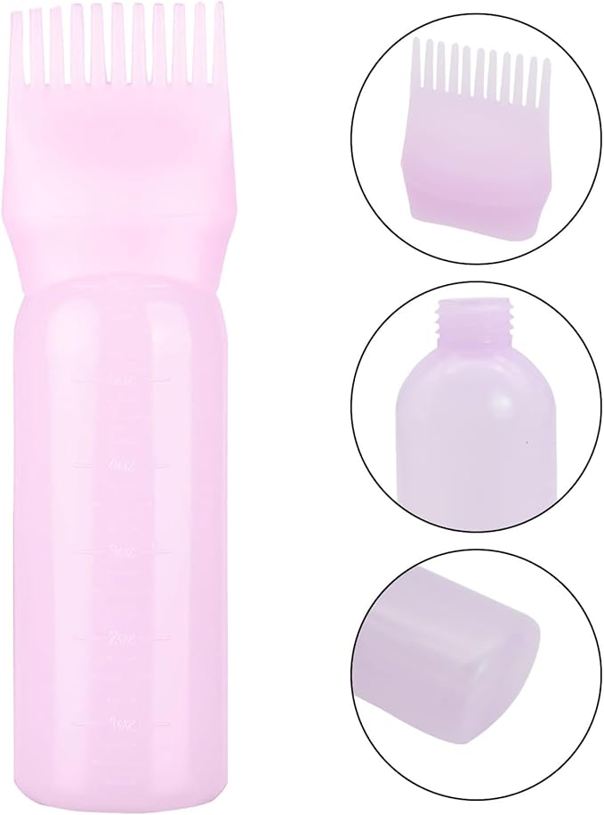 2 Piece Hair Oil Applicator Set, Root Comb Applicator Bottles and Hair Massage Brush, Hair Dye Brush Bottle Root Comb Applicator Hair Dye Comb and Head Massage Brush Hair Oil Applicator Bottle