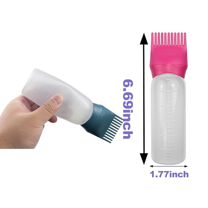 ELANE 4 Pack Hair Oiler Comb Bottle,Root Comb Applicator Bottle for Hair Oil Scalp Hair Oiling Applicator(Red+Green)