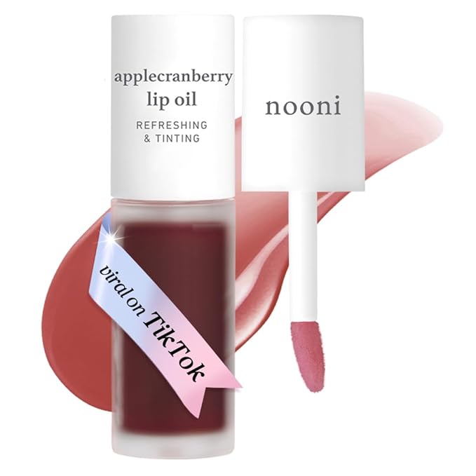 NOONI Korean Lip Oil - Applecranberry | Long-Lasting, Moisturizing, Plumping, Revitalizing for Dry Lips, Waterproof, No Peel Off, Hydrating, Stocking Stuffers, Gifts For Teen Girls, 0.12 FL Oz