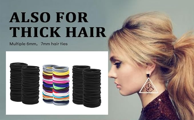 80PCS Hair Elastics, 6MM Colorful Ponytail Holders, 2 Inch in Diameter Elastic Band for Medium to Thick Hair, Curly Hair, Women or Men, 20 Colors (Multicolor)