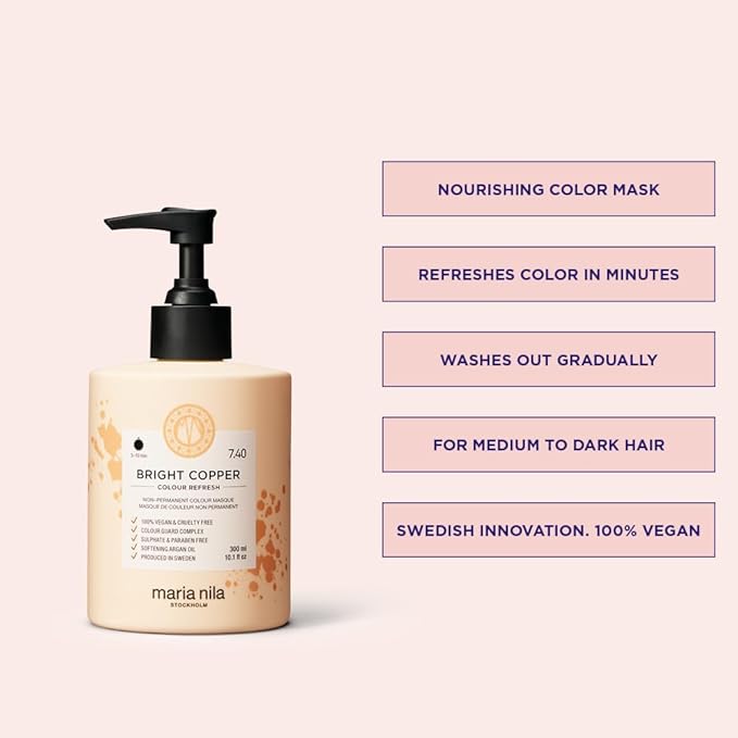 Maria Nila Color Refresh Bright Copper, 10.1 Fl Oz / 300 ml, Copper Color Bomb, Semi-Permanent Pigments, 100% Vegan & Sulfate/Paraben free