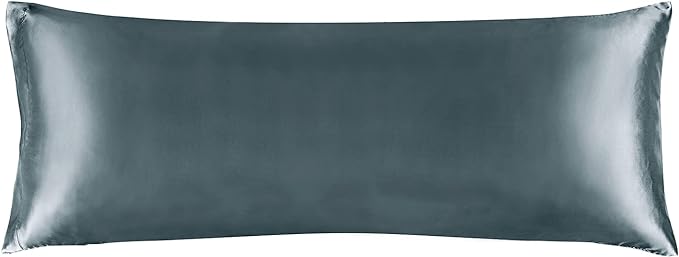 BEDELITE Satin Body Pillow Cover, Super Soft and Cooling Body Pillow Pillowcase for Hair and Skin, Breathable Silky Full Long Pillowcase Cover(20"x54", Space Grey)