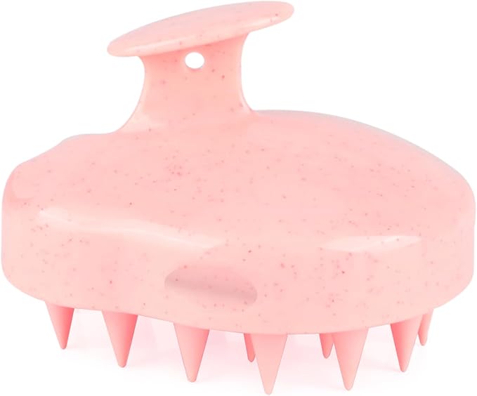 FREATECH Scalp Massager Hair Growth, Scalp Scrubber Shampoo Brush with Soft Silicone Bristles for Dandruff Removal and Hair Care, Wet & Dry Hair Massager Scalp Exfoliator, Chalk Pink